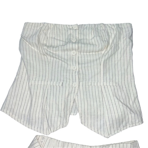 Wild Fable 2-Piece Cream Striped Wide-Leg Pants (S) & Top (M) Linen Blend - Picture 3 of 11